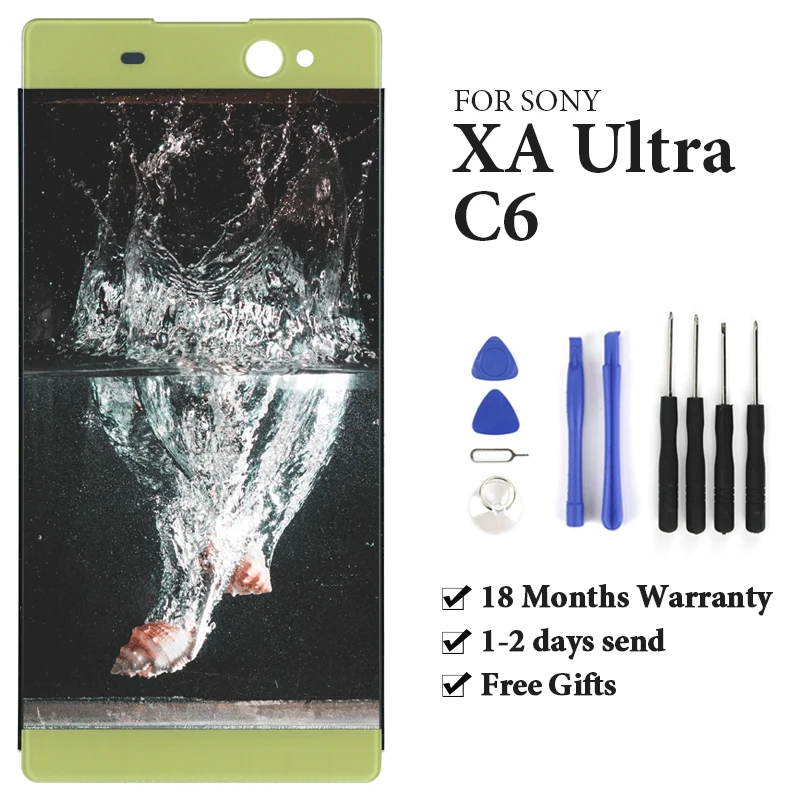 1pc Black&ampWhite 6&quot Display For Sony Xperia XA Ultra C6 F3211 LCD Screen Compatible Digitize Replacement Assembly 100% Tested |