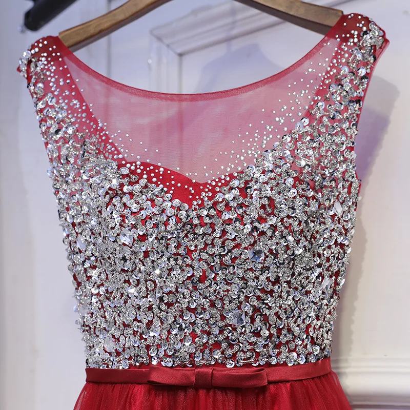 Откровенное с вырезом на шее тюль бисер Стразы Vestidos De Festa блестки плиссированные