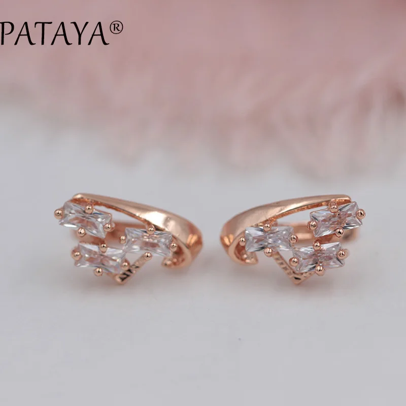 Эксклюзивные Разноцветные серьги PATAYA из розового золота 585 пробы, зеленый квадратный натуральный кубический цирконий, висячие серьги для женщин, хорошее богемное ювелирное изделие
