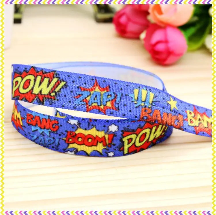 

5/8'' Free shipping Fold Elastic FOE pow bang printed headband headwear hairband diy decoration wholesale OEM P4243
