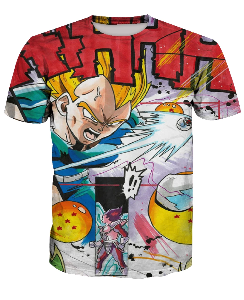 Anti-Samely New fashion 3D men's Dragon Ball four print casual short sleeve T-shirts custom-made free shipping m to 6xl | Мужская