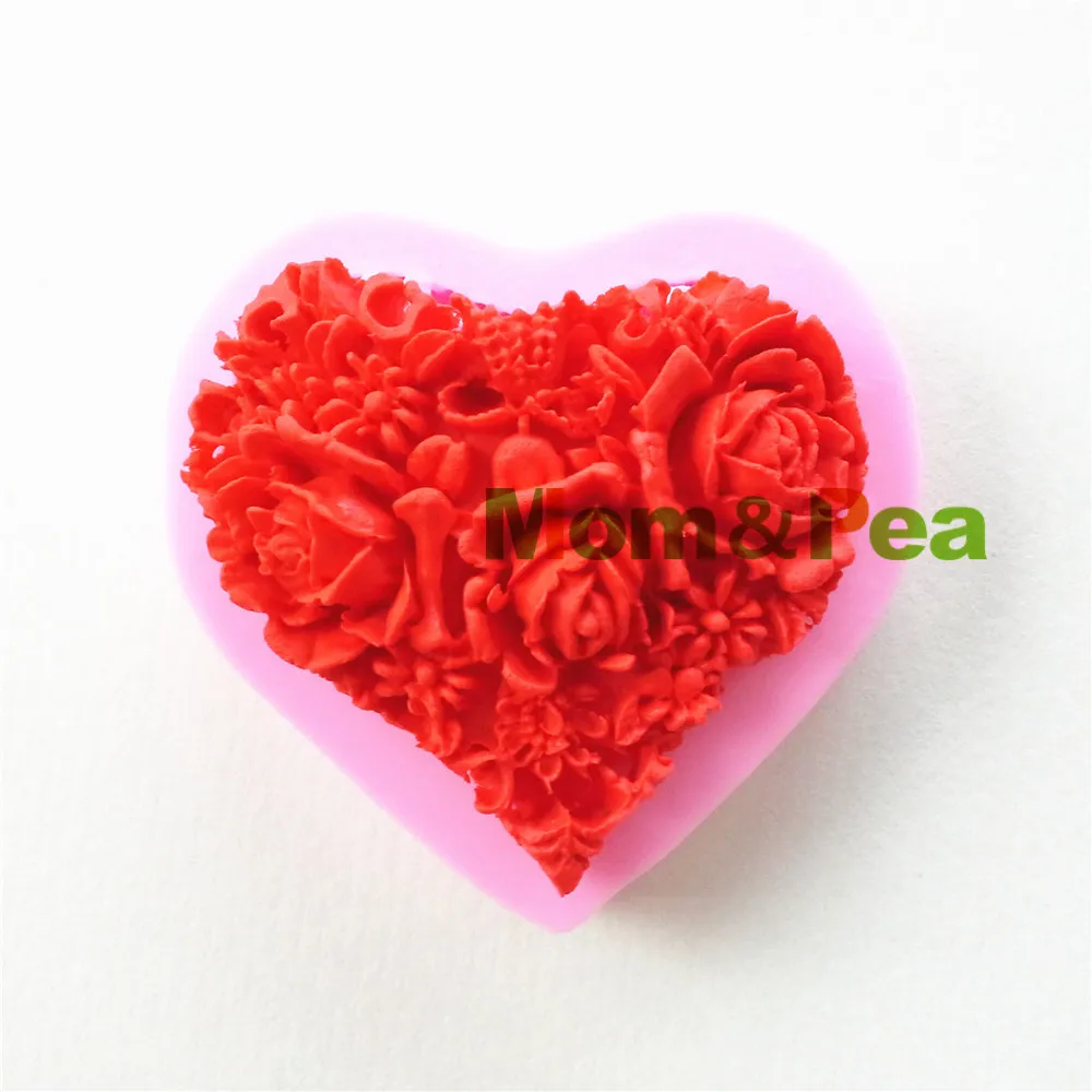 Mom&ampPea 0851 Free Shipping Heart Flower Shaped Silicone Press Mold Cake Decoration Fondant 3D Food Grade | Дом и сад