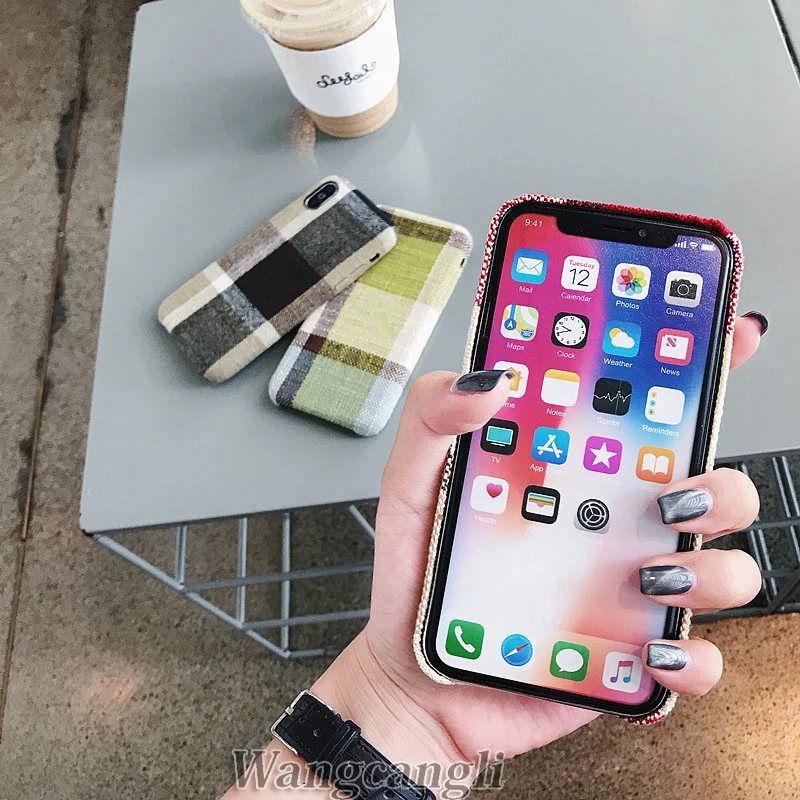 Ткань оболочки простой телефон чехол для iphone 7 8 плюс мягкого силикона ткани