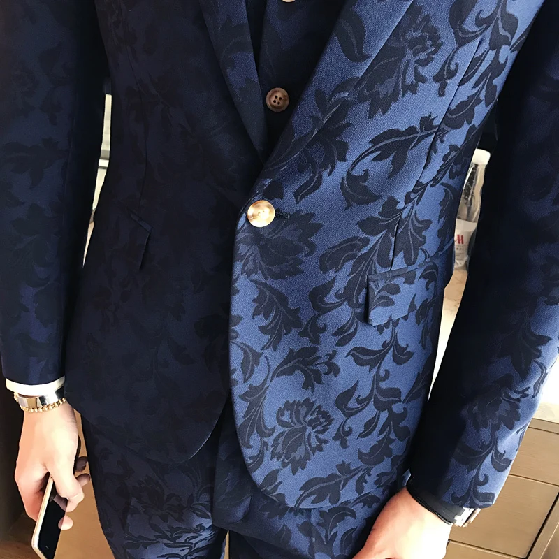Новинка 2017 осенне-зимний цветочный костюм жениха высококачественный мужской в