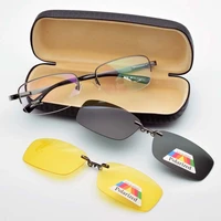 alloy eyeglasses frame black for men magnet clip myopia glasses polarized sunglasses night vision goggles spring hinge