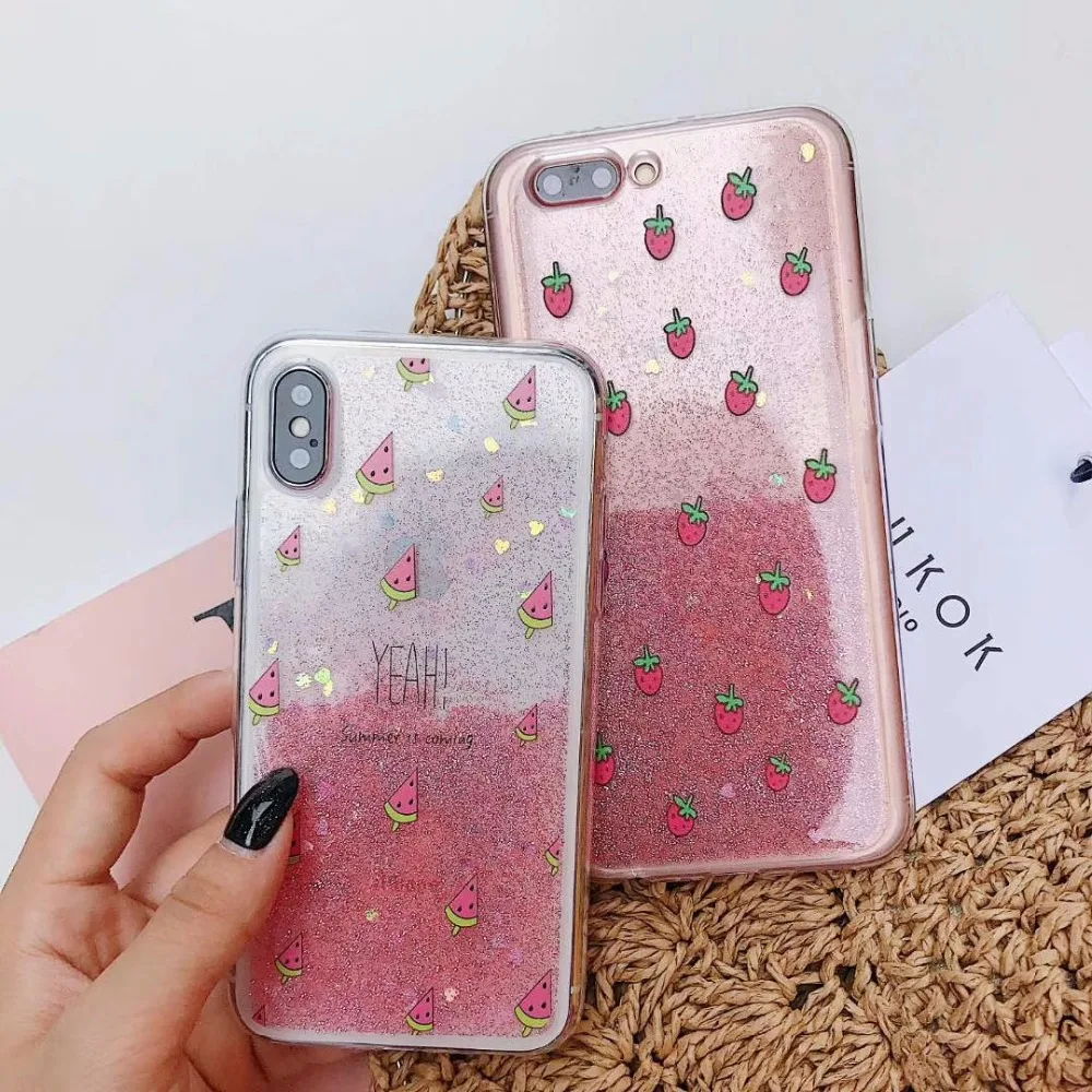 Летние модные блестящие звезды фруктов Телефон чехол для iphone 8 плюс 6 6s 7 plus x 10