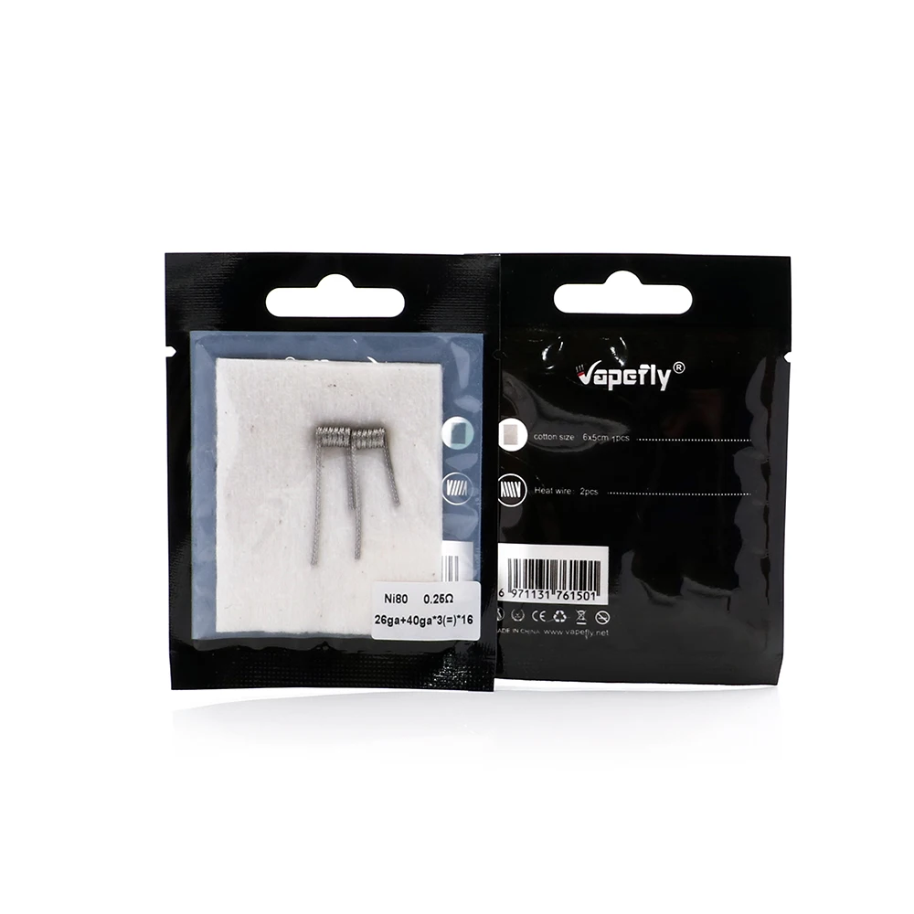 

2 packs Electronic cigarette Atomizer rebuilt accessories bag Vapefly Ni80 Wicking Cotton bag included 2 Ni80 coil and 1 cotton