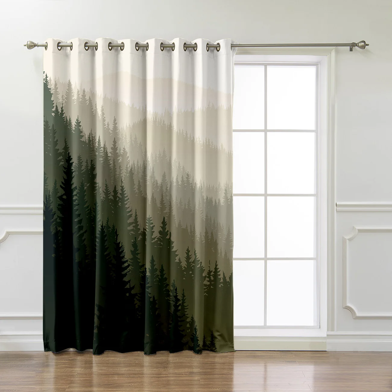 Занавески в стиле ретро с изображением леса большие оконные шторы темные для