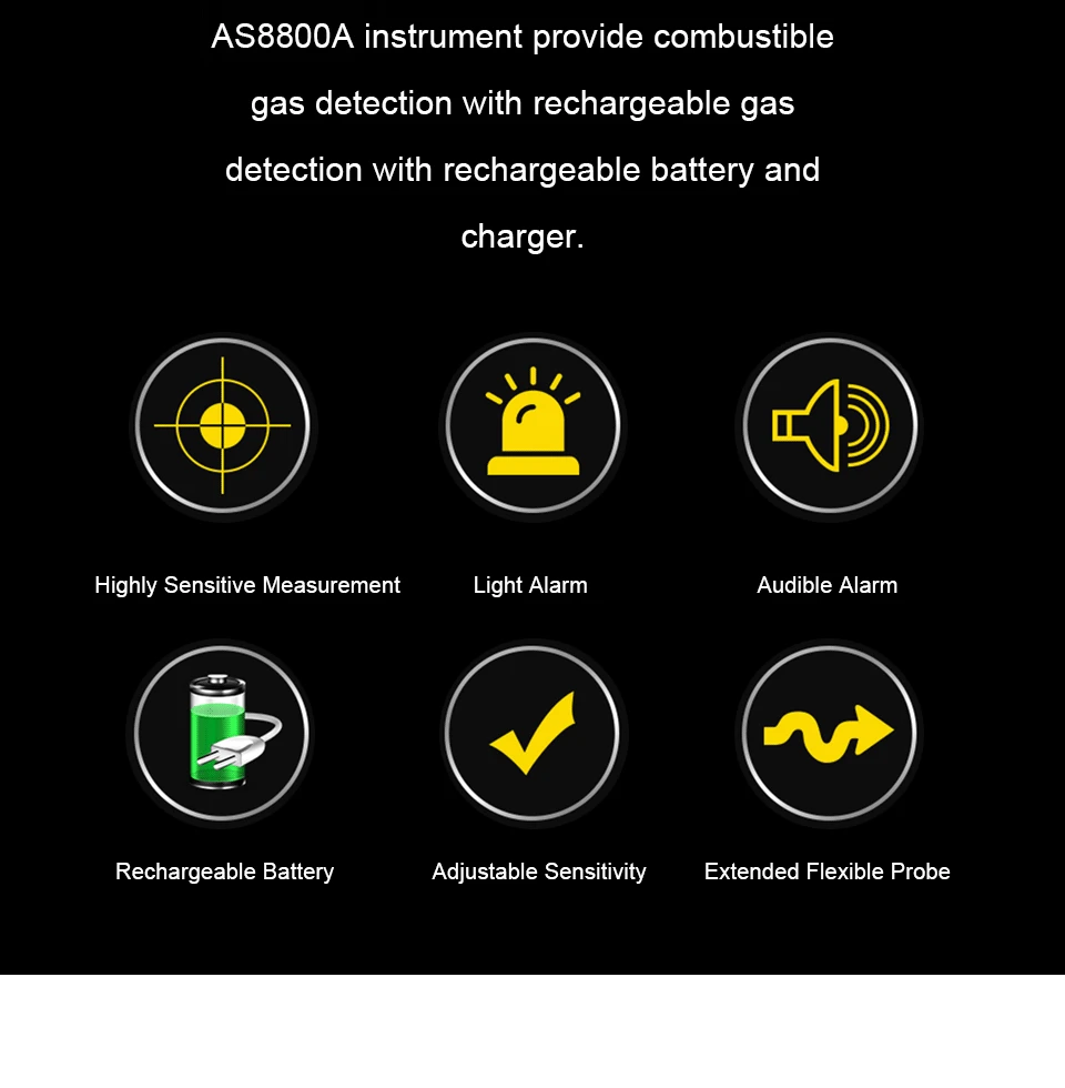 SMART SENSOR AS8800A Combustible Natural Gas Detector Portable Gas Leak Location Determine Gas Analyzer