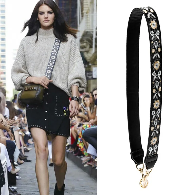 

Women handbags Strap embroidery Strap for shoulder bag Genuine Leather belts for handbag women strap bag accessories bags parts