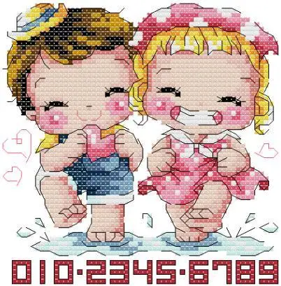 Золотая коллекция милый комплект для вышивки крестиком Love Little Boy and Girl корейские