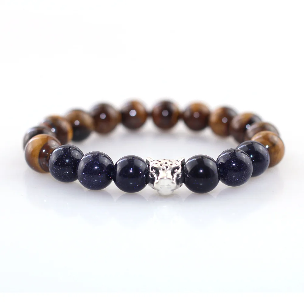 Браслет мужской из бисера и натурального камня 10 мм|Плетеные браслеты| |