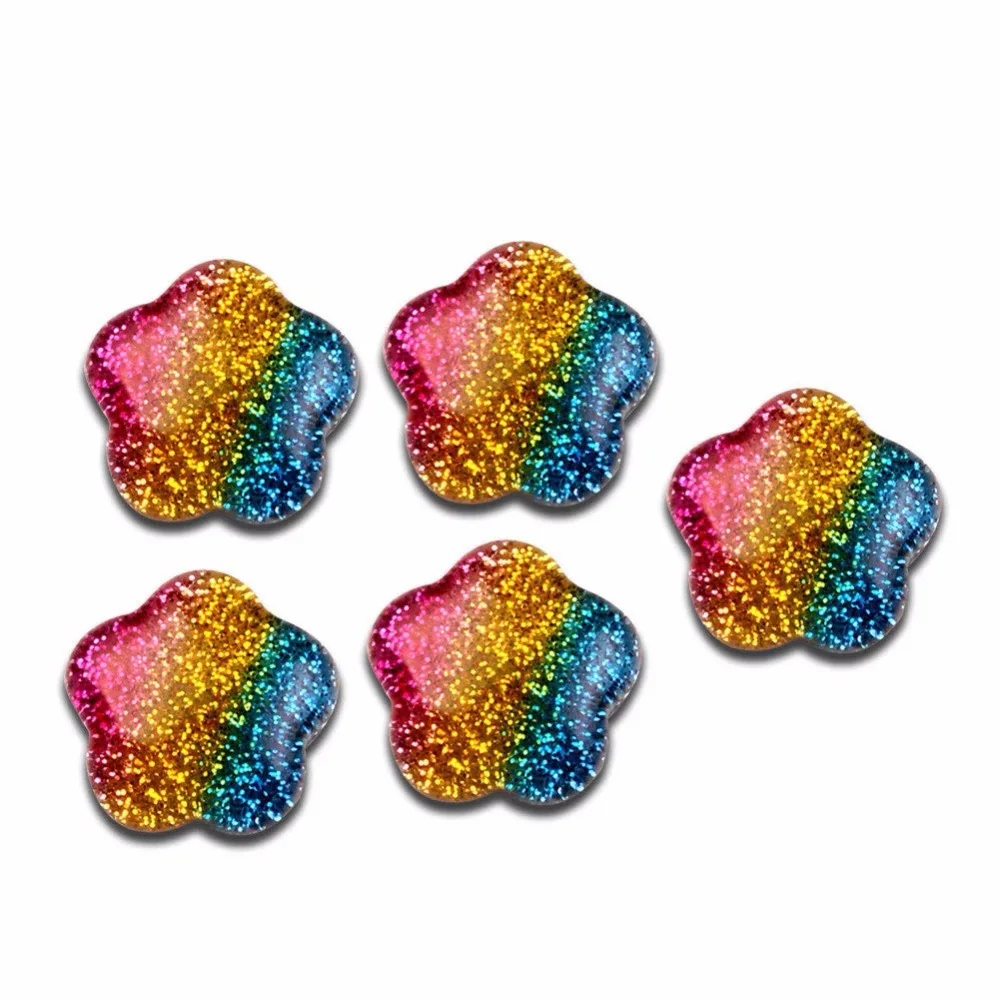 LF 30 шт. полимерные блестящие цветы 16 мм украшения с плоским основанием кабошон