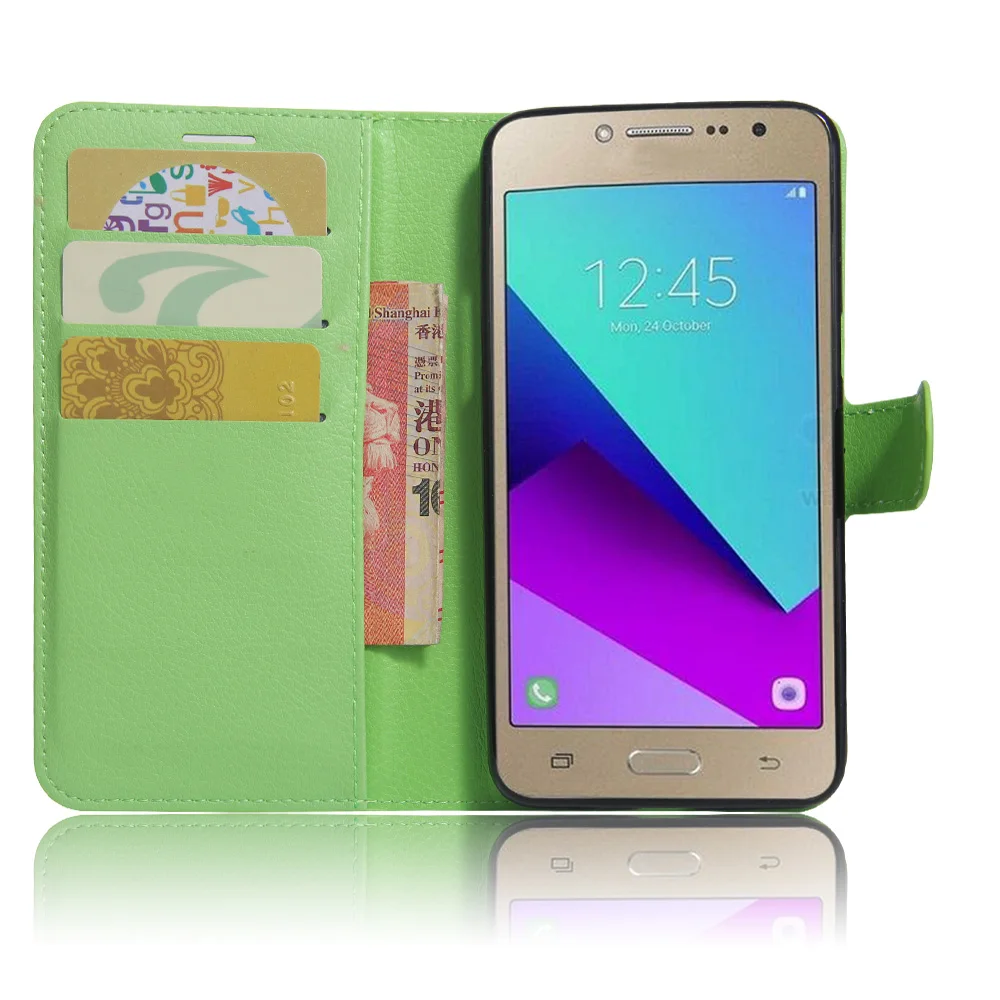 J2Prime Case for Samsung J2 Prime Grand Cases Wallet Card Stent Lichee Pattern Flip Leather Covers Protect Cover Black SM | Мобильные