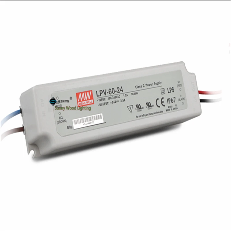 100-240Vac до 24VDC 60 Вт 24V2.5A IP67 источник питания наружный светодиодный светильник