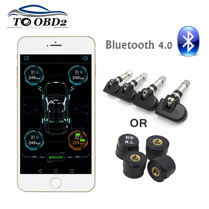 TPMS Bluetooth 4,0 монитор давления в шинах Система 4 внутренний/внешний датчик работает Android/iOS мобильный телефон приложение дисплей