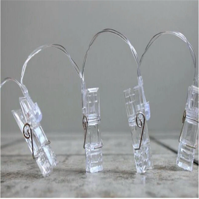 Гирлянда 1 м 10 светодиодных фотозажимов струнные огни звездная батарейка полоса