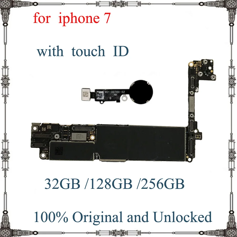 Материнская плата 32 ГБ 128 256 для iphone 7 с/без отпечатков пальцев оригинальная
