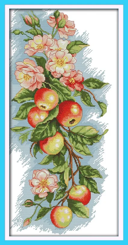 J241 Joy Sunday фрукты и цветы домашний декор J231(1) J232(2) J233 J241 Вишневый виноград и розы цветы и яблоки наборы для вышивки крестом - Цвет: J241