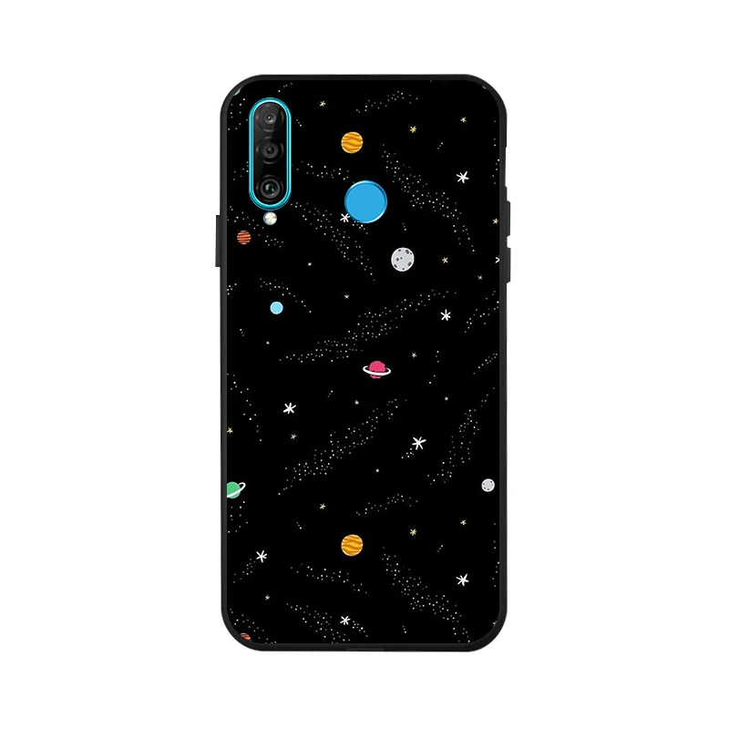 X040 3D DIY Окрашенный черный чехол для huawei P30 Pro P8 Lite Nova 3i 3 4 чехол s Space Moon чехол для телефона huawei mate 10 20X Lite - Цвет: X040