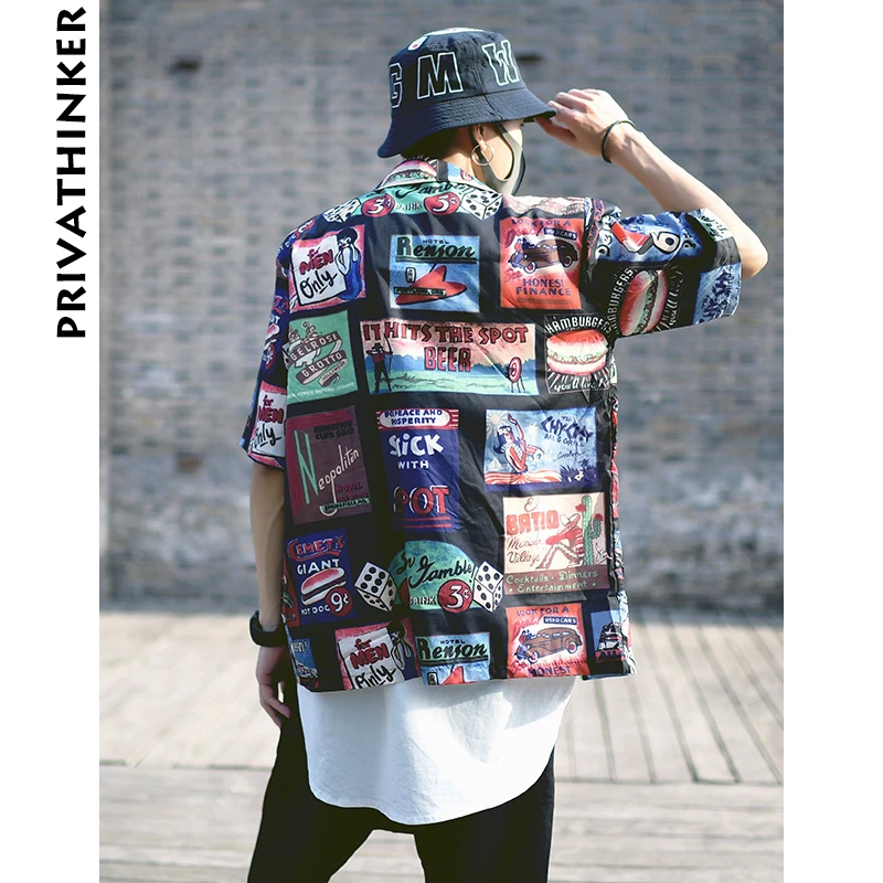 Privathinker Для мужчин INS мультфильм 3D принт одеть 2018 s Уличная негабаритных короткий