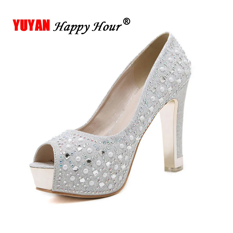 Zapatos de tacón alto con plataforma para mujer, calzado Sexy con diamantes de imitación, de marca de lujo, para verano, B091, 2019