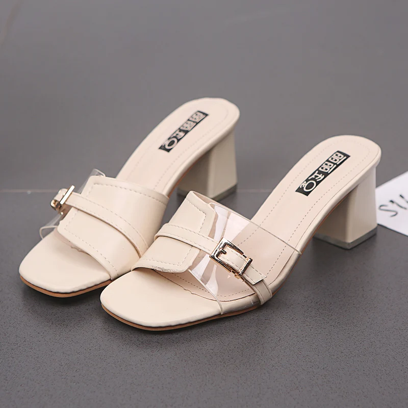 Женские босоножки на высоком каблуке с пряжкой ремешке и блестками Новинка лета