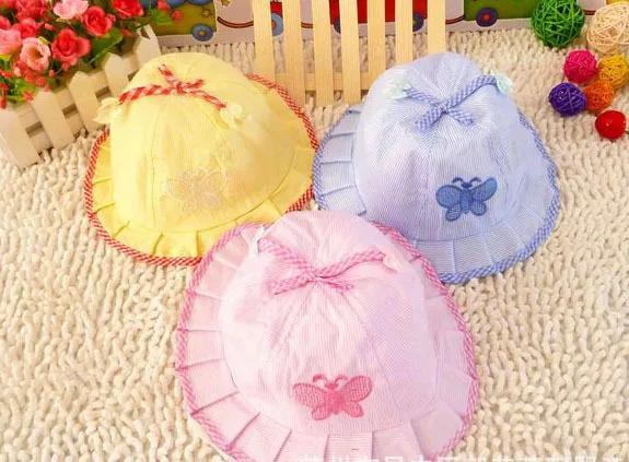 Летняя кепка для новорожденных хлопковая дышащая с принтом в виде бабочки 3 вида