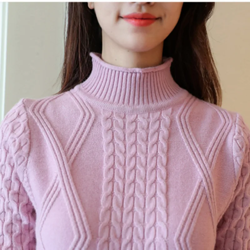 2019 осенне-зимние свитера с высоким воротником Женские однотонные джемперы