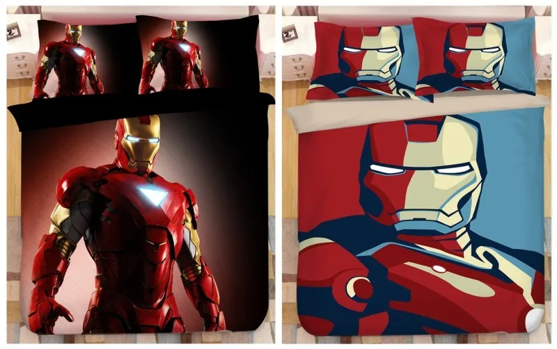 Набор пододеяльников для мальчиков с 3D marvel, Железный человек, двойной размер, домашний текстиль, простыня для близнецов, 3-4 шт., скидка, подарок на день рождения
