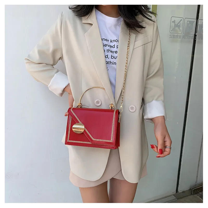 Маття зеленый из искусственной кожи цепи дизайнерские сумки через плечо Для