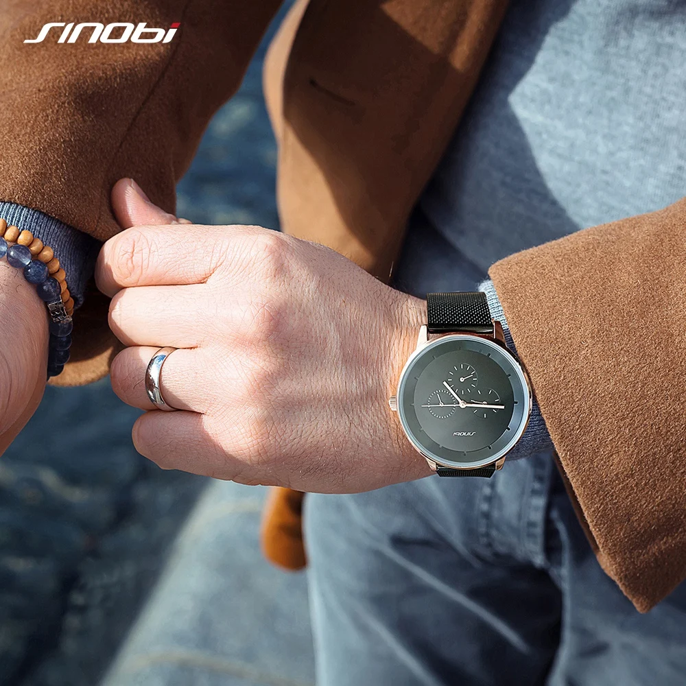 Часы наручные SINOBI Мужские кварцевые Роскошные Спортивные Повседневные