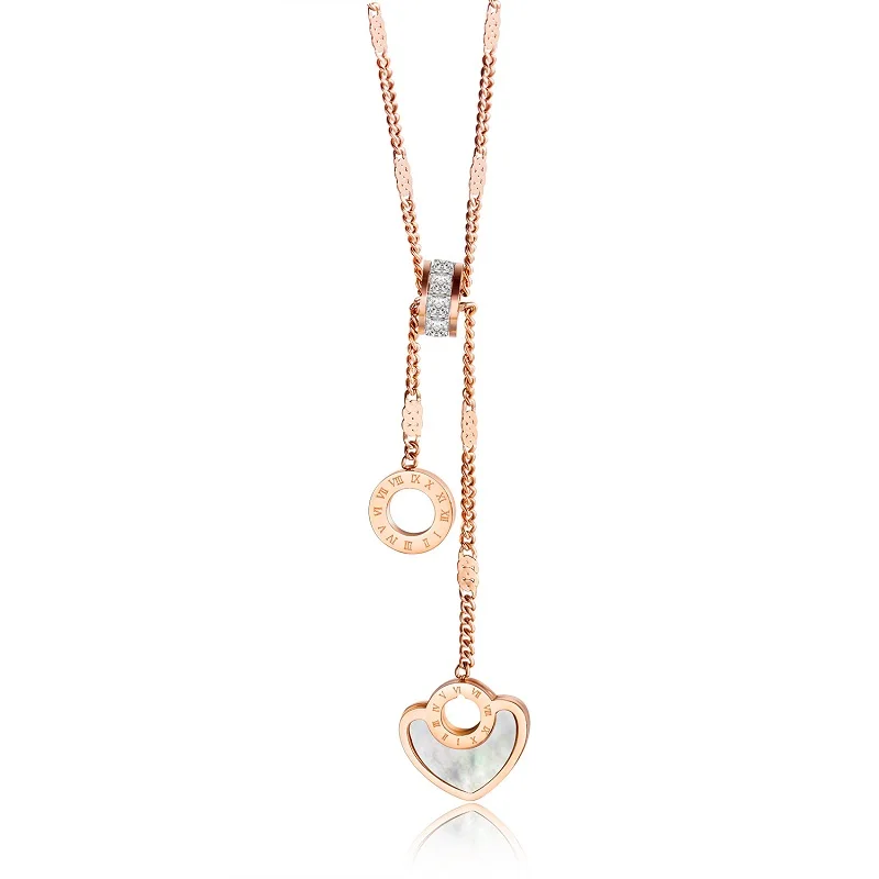 

2020 Jewelry Cubic Zircon Gold Color Necklaces For Women Romantic Silver Color Clavicle Heart Necklaces Pendants For Ladies