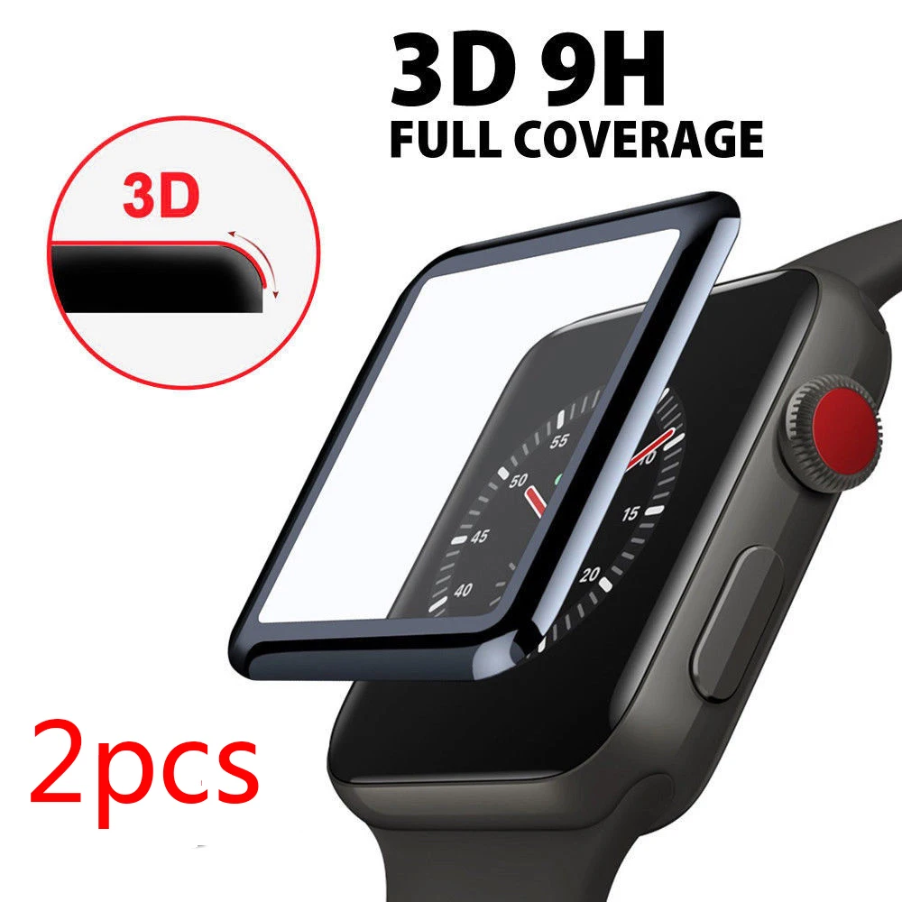 2 шт 3D полное покрытие из закаленного стекла для Apple Watch 38 мм 42 40 44 9H Защитная пленка