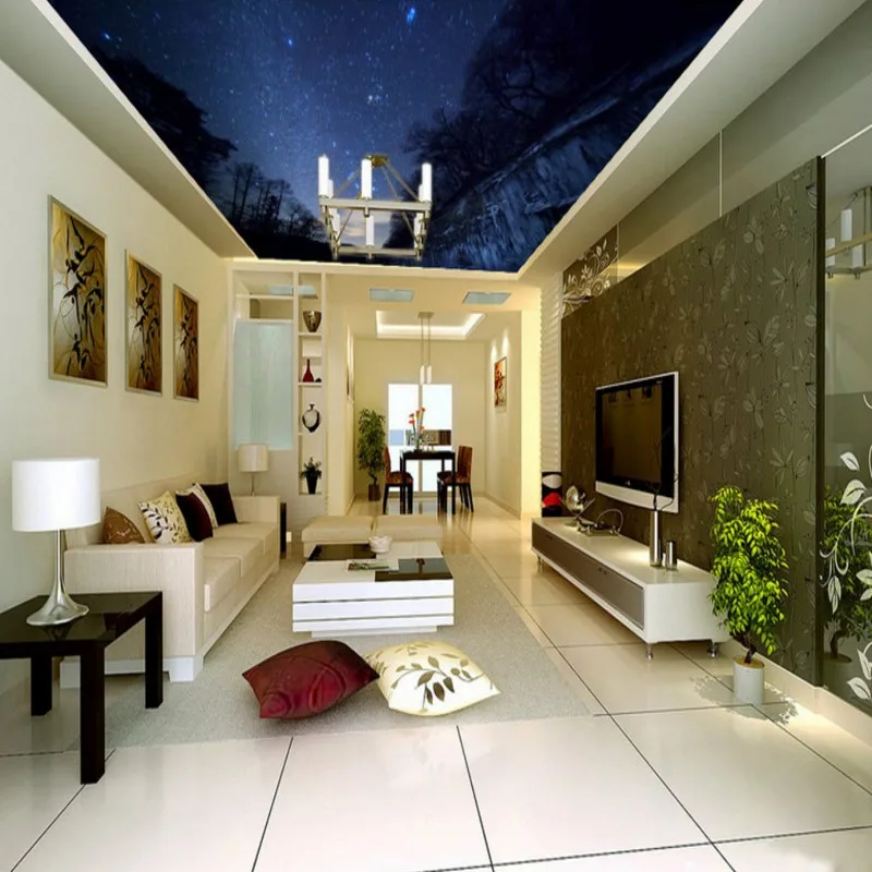 Фотообои фантастический альпийский Лес Ночь Небесный ззлетный потолок гостиная