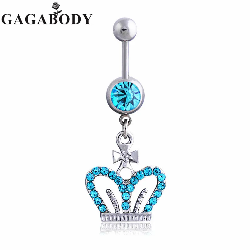 Новинка 316L хирургическая сталь Корона кольцо для живота горный хрусталь пупка