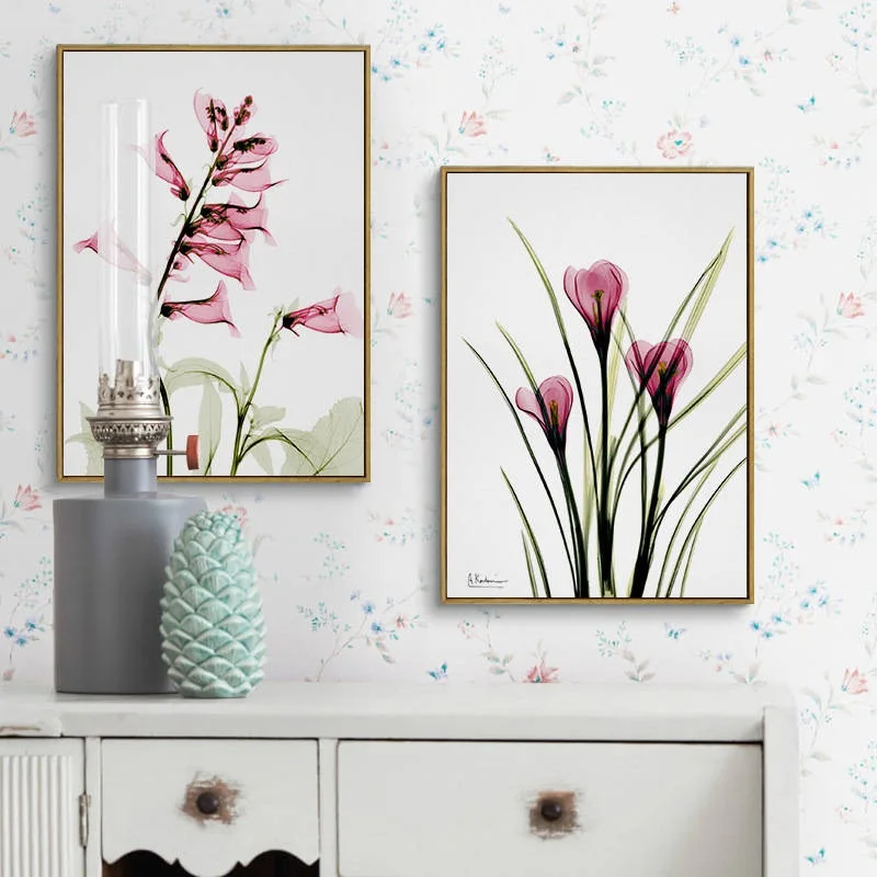 Современная картина на холсте с изображением растений и цветов в скандинавском