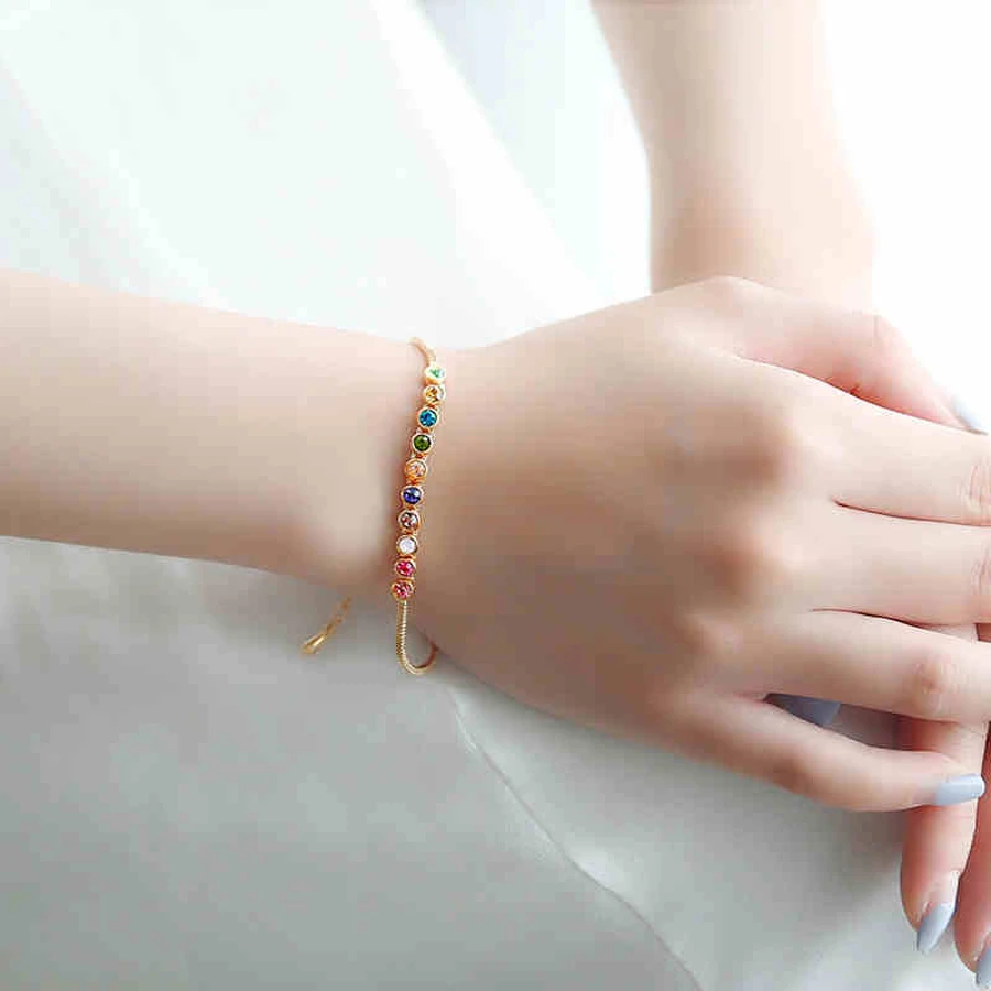 IDESTINY розовое золото цвет многоцветный круглый австрийский кристалл звено