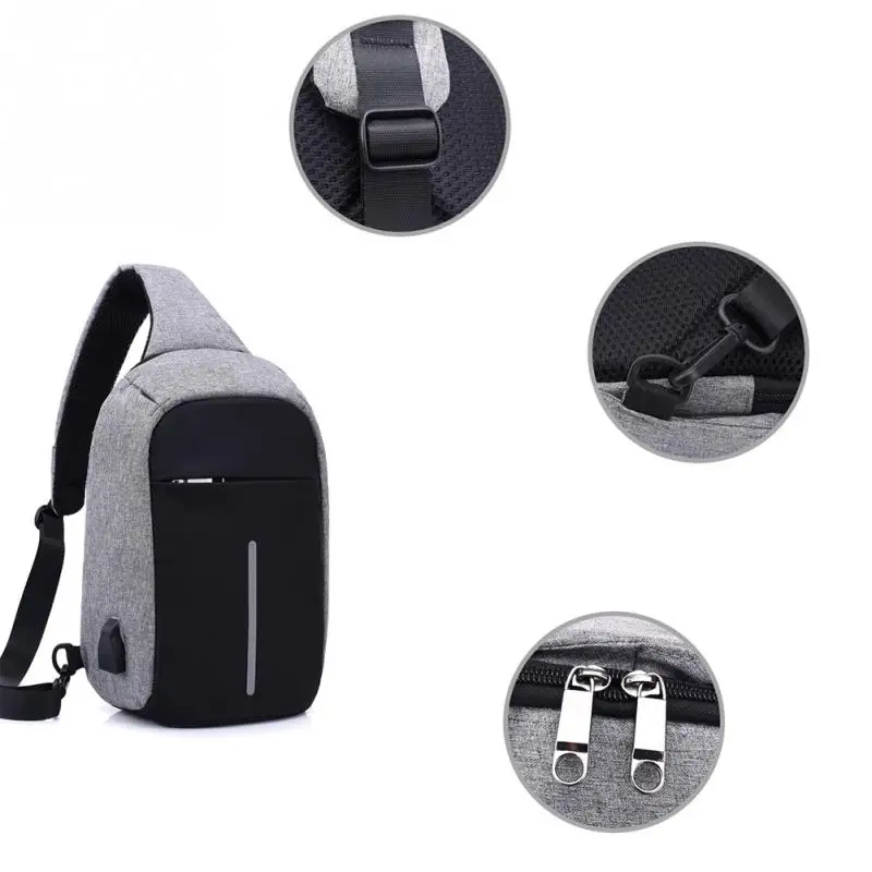 The New Waterproof Anti-Theft Chest Bag Hide Zipper Briefcase Charging Messenger Bag