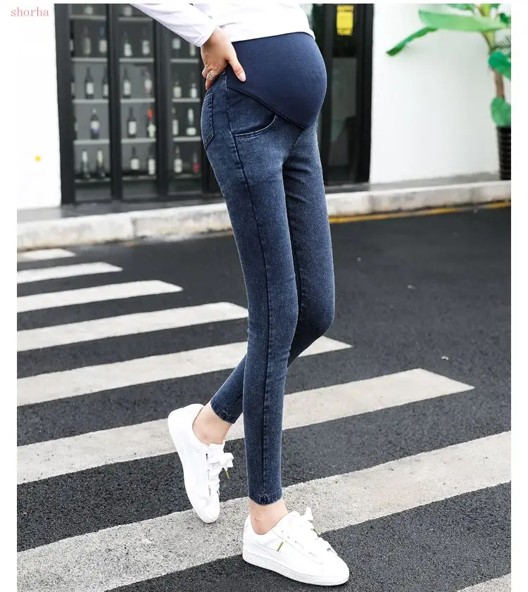 Весенне-осенние новые эластичные джинсы для беременных женщин Брюки Одежда |