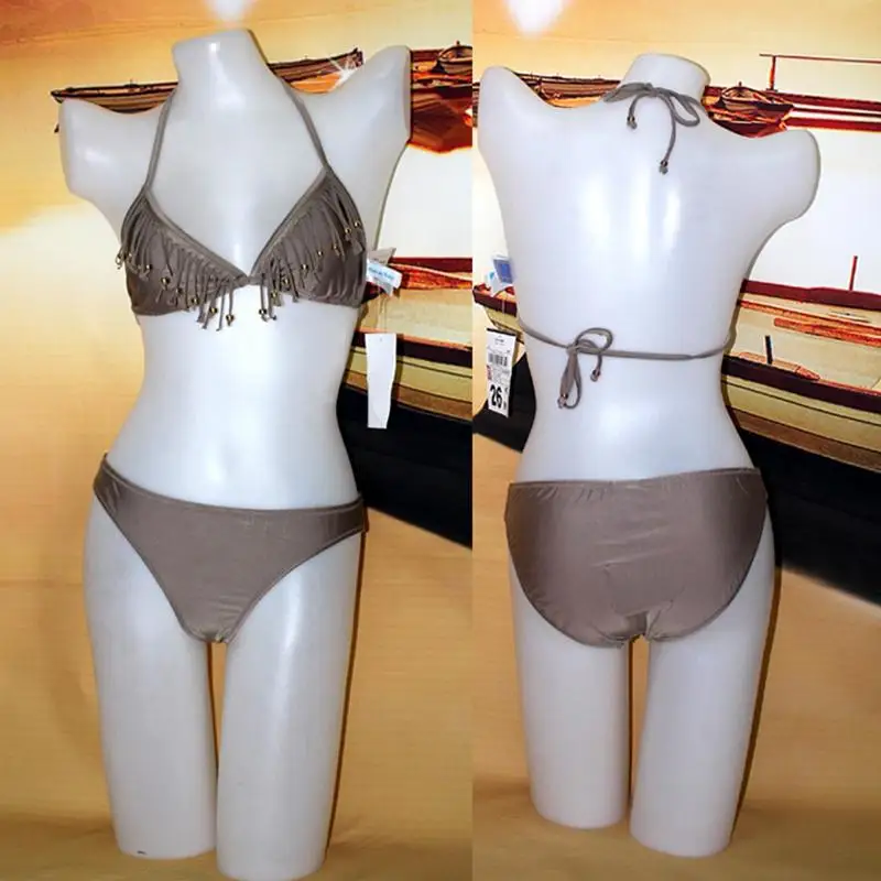 Горячие Бисером и Бахромой Топ Closured Нижней Старинные 2015 Микро комплект Бикини