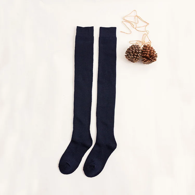navy blue Женская спортивная одежда, толстые чулки выше колена, плотные длинные носки, силиконовые Нескользящие чулки, сохраняющие тепло, костюм для молодых женщин - Цвет: navy blue