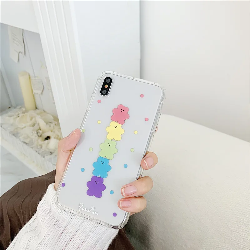 INS Корея милый чехол для телефона из Конфета медведь для iphone Xs MAX XR X 6 6s 7 8 plus супер языки пламени красный прозрачный мягкий ТПУ задняя крышка Fundas