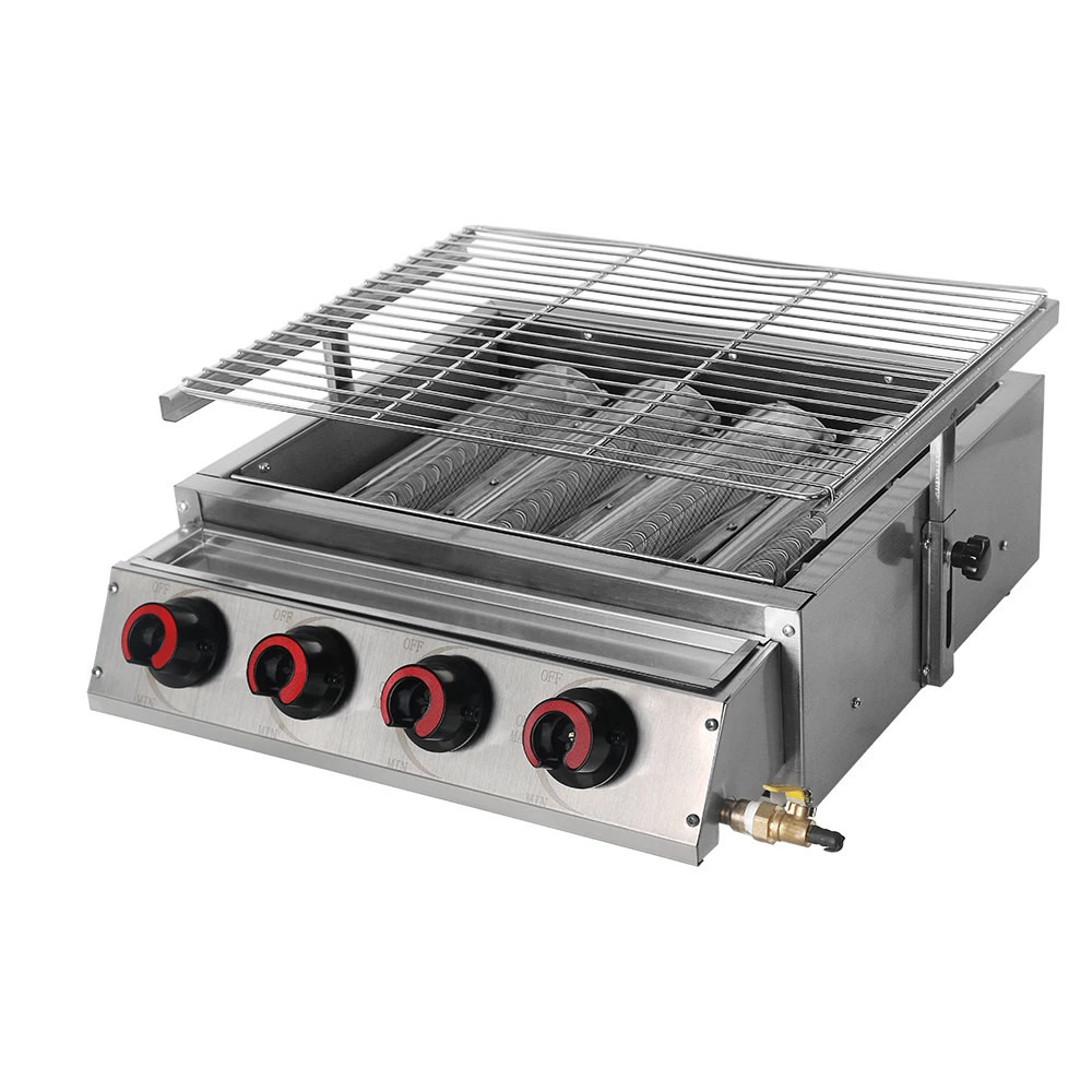 Высококачественный газовый гриль для барбекю с 4 конфорками из нержавеющей стали