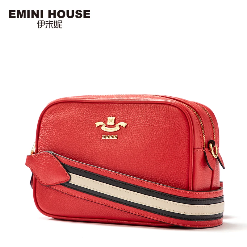 Женская сумка через плечо EMINI HOUSE из натуральной кожи в квадратную полоску от