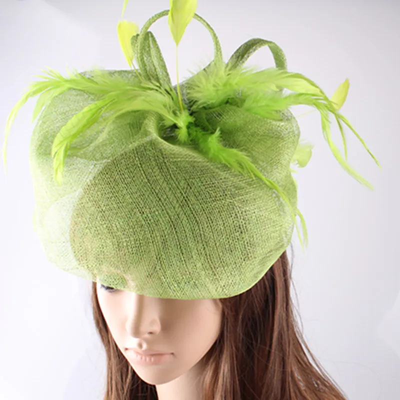 Женская Элегантная шляпка Sinamay с перьями женские аксессуары для волос Необычные