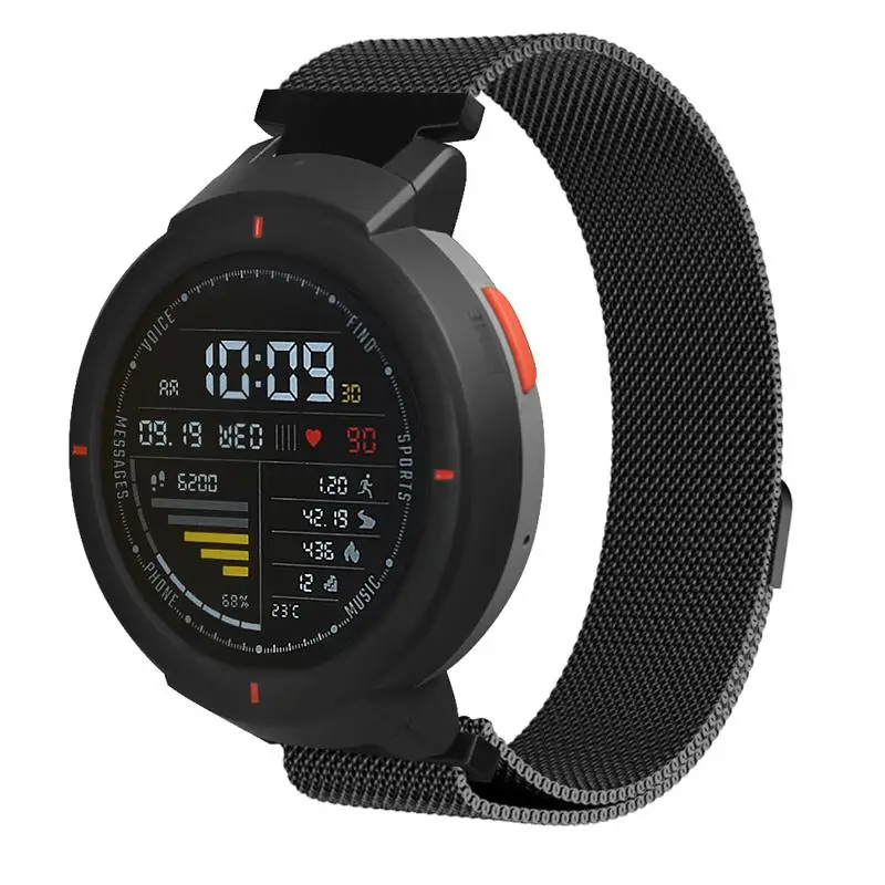 FIFATA металлический ремешок для Xiaomi Huami Amazfit Verge 3 умные часы из нержавеющей стали Milanese Loop Watch Band для Amazfit 3 браслет - Цвет: Черный
