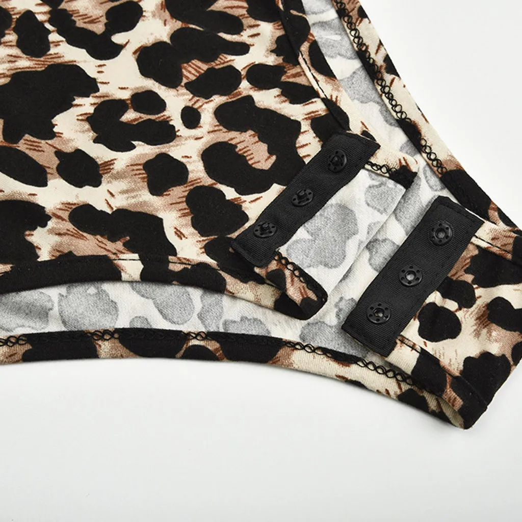 Женский комбинезон на одно плечо с длинным рукавом леопардовый верхний Прямая