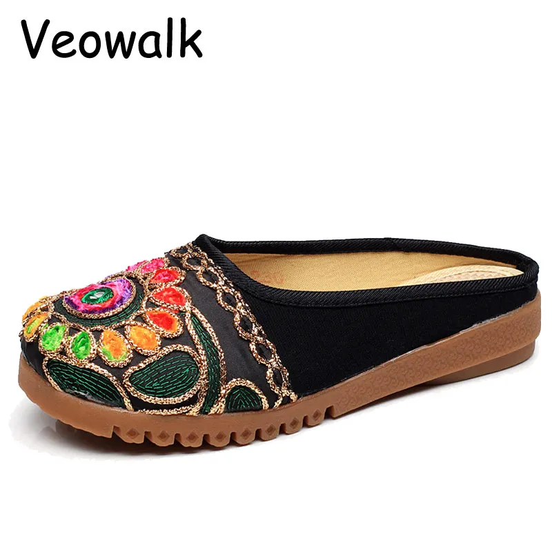 Veowalk/женские парусиновые тапочки на платформе с вышивкой в стиле принцессы из