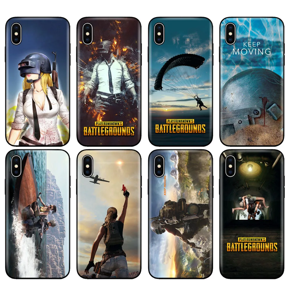 Черный чехол из ТПУ для iphone 5 5S SE 6 6s 7 8 plus x 10 XR XS 11 pro MAX Playerunknown's Battlegrounds PUBG |